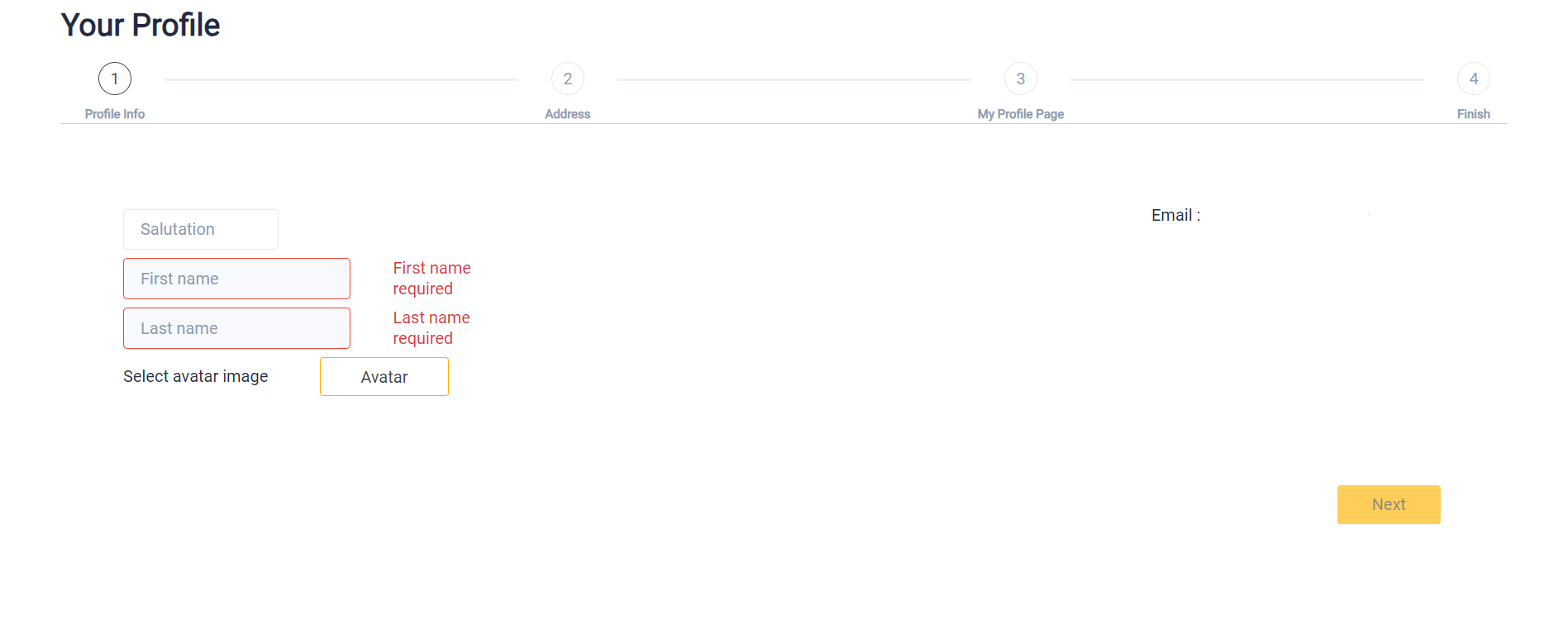 1. Complete Your Profile — LettsArt interface